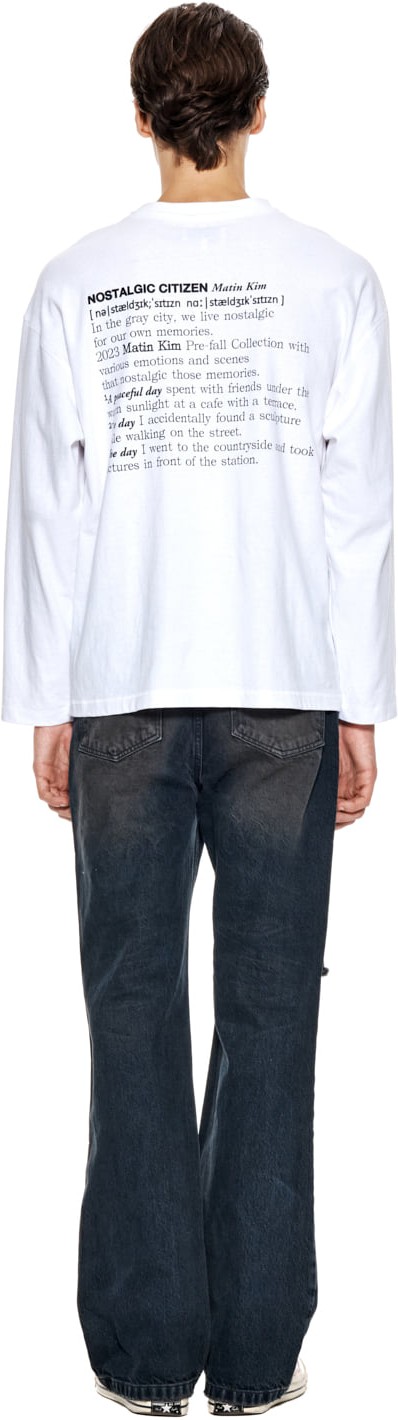 ★ SALE!! ★【Matin Kim】MATIN TYPO LONG SLEEVE TOP Matin Kim Matin Typo Long Sleeve Top In White | Basic Tees