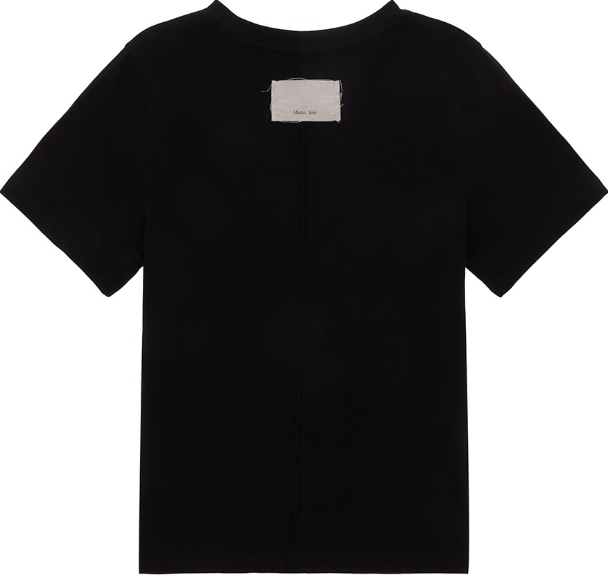 Matin Kim Side Logo Taping Boxy Top In Black | Basic Tees