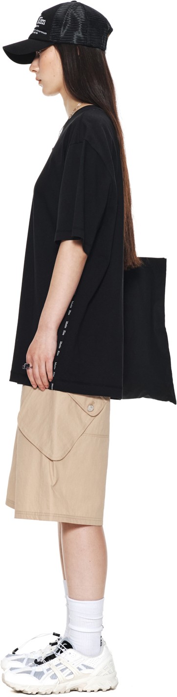 Matin Kim Side Logo Taping Boxy Top In Black | Basic Tees