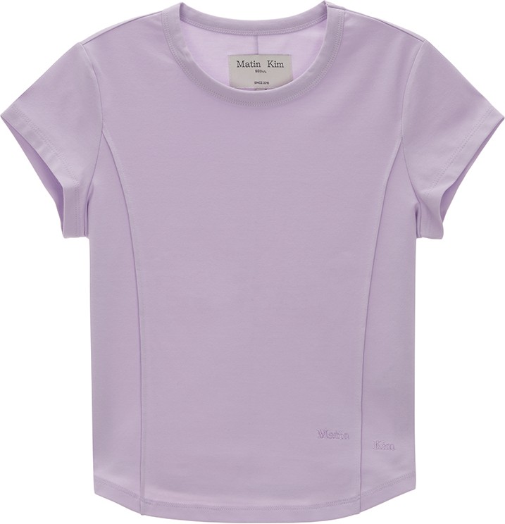 Tシャツ・カットソー [MATINKIM]slim line half top in lilac Matin Kim Slim Line Half Top In Lilac | Basic Tees for Women