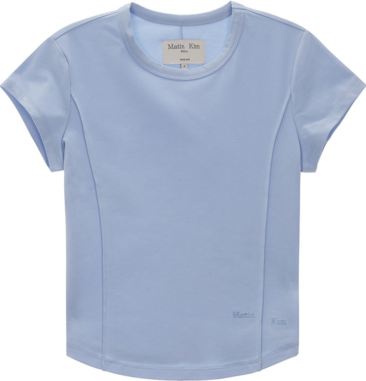 Tシャツ・カットソー [MATINKIM]slim line half top in sky Matin Kim Slim Line Half Top In Sky | Basic Tees for Women