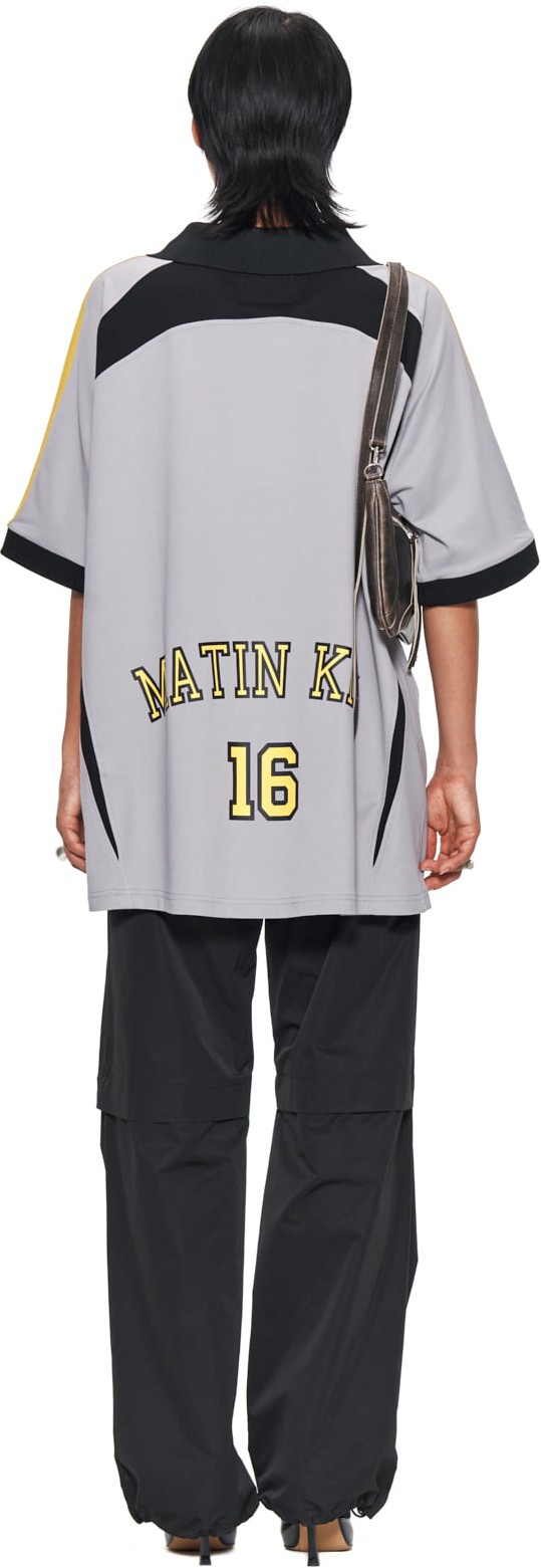 Matin Kim Sporty Track Jersey Top In Grey | Basic Tees for