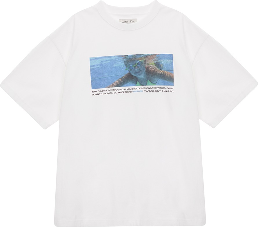 Matin Kim Swimming Printing Top In White | Basic Tees for