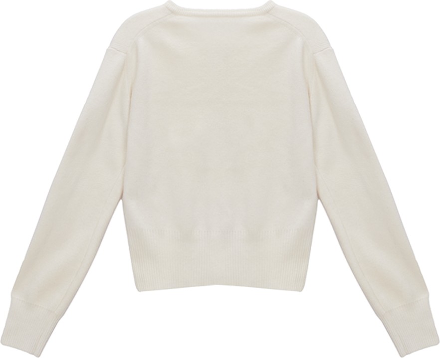 Matin Kim Typo Patch Round Cardigan In Ivory | Cardigans for Matin Kim Typo Patch Round Cardigan In Ivory | Cardigans for