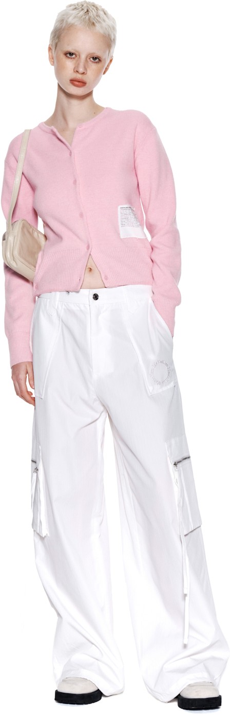 Matin Kim Typo Patch Round Cardigan In Pink | Cardigans for Matin Kim Typo Patch Round Cardigan In Pink | Cardigans for