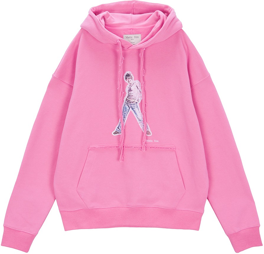 Matin Kim Vintage Crack Printing Hoody In Pink | Sweatshirts