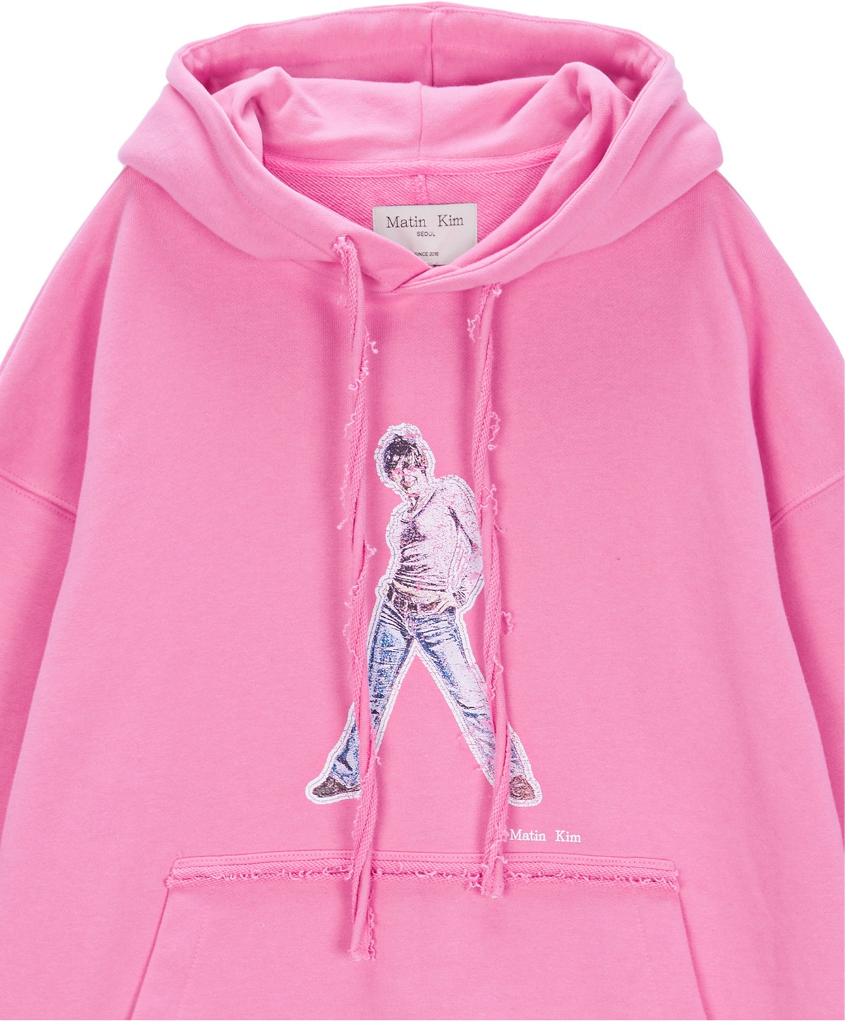 Matin Kim Vintage Crack Printing Hoody In Pink | Sweatshirts