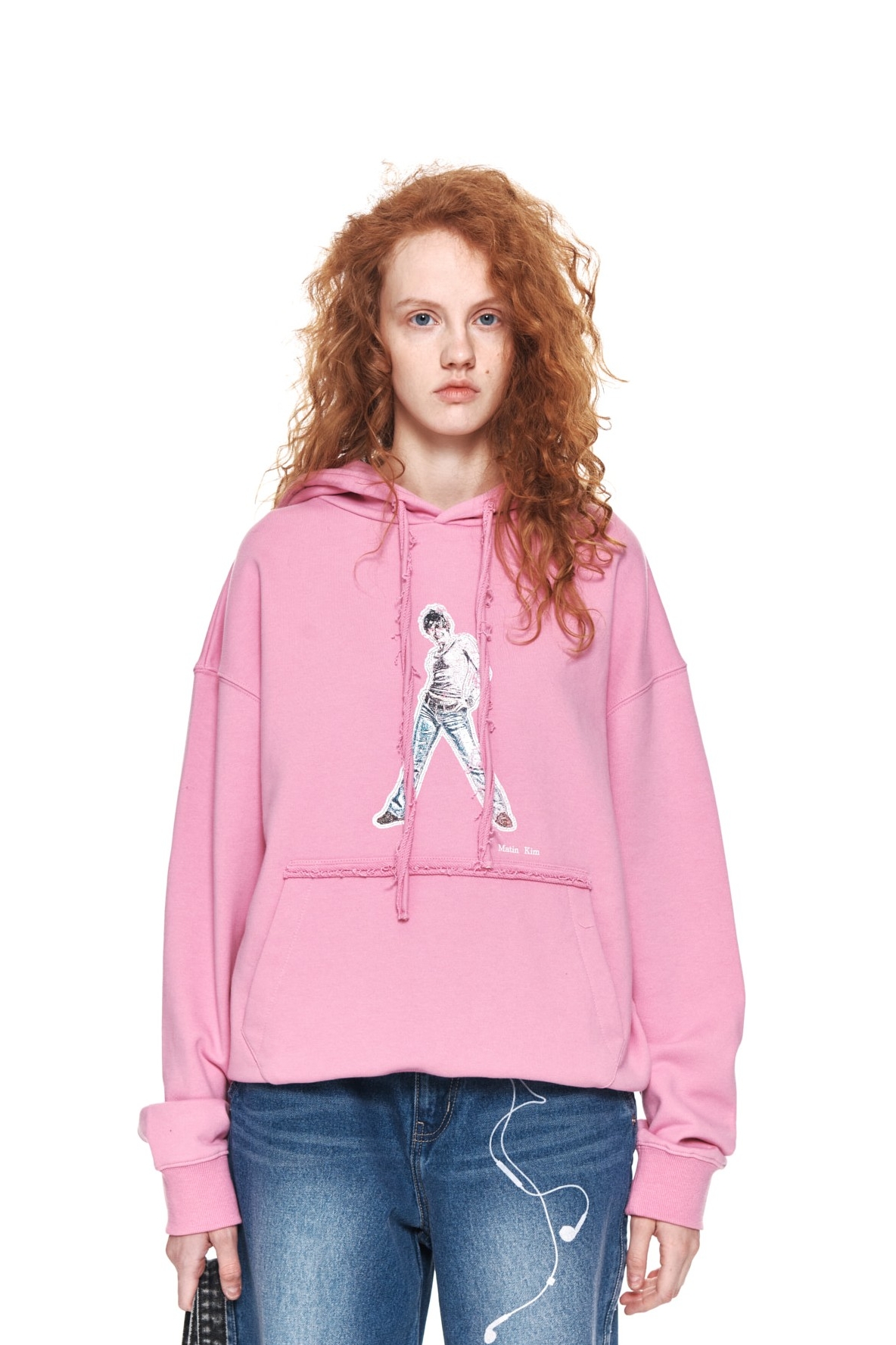 Matin Kim Damage Logo Knit Hoodie In Black | Sweatshirts