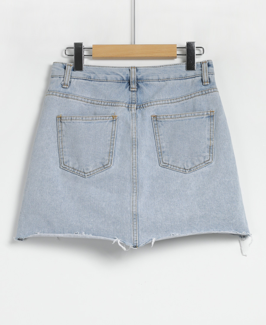 TWEE Rohenna Cut-out Denim Mini Skirt | KOODING