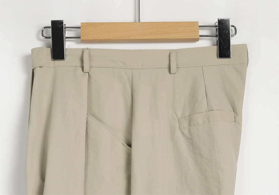 TWEE Denim Nylon Pintuck Wide Leg Pants | KOODING