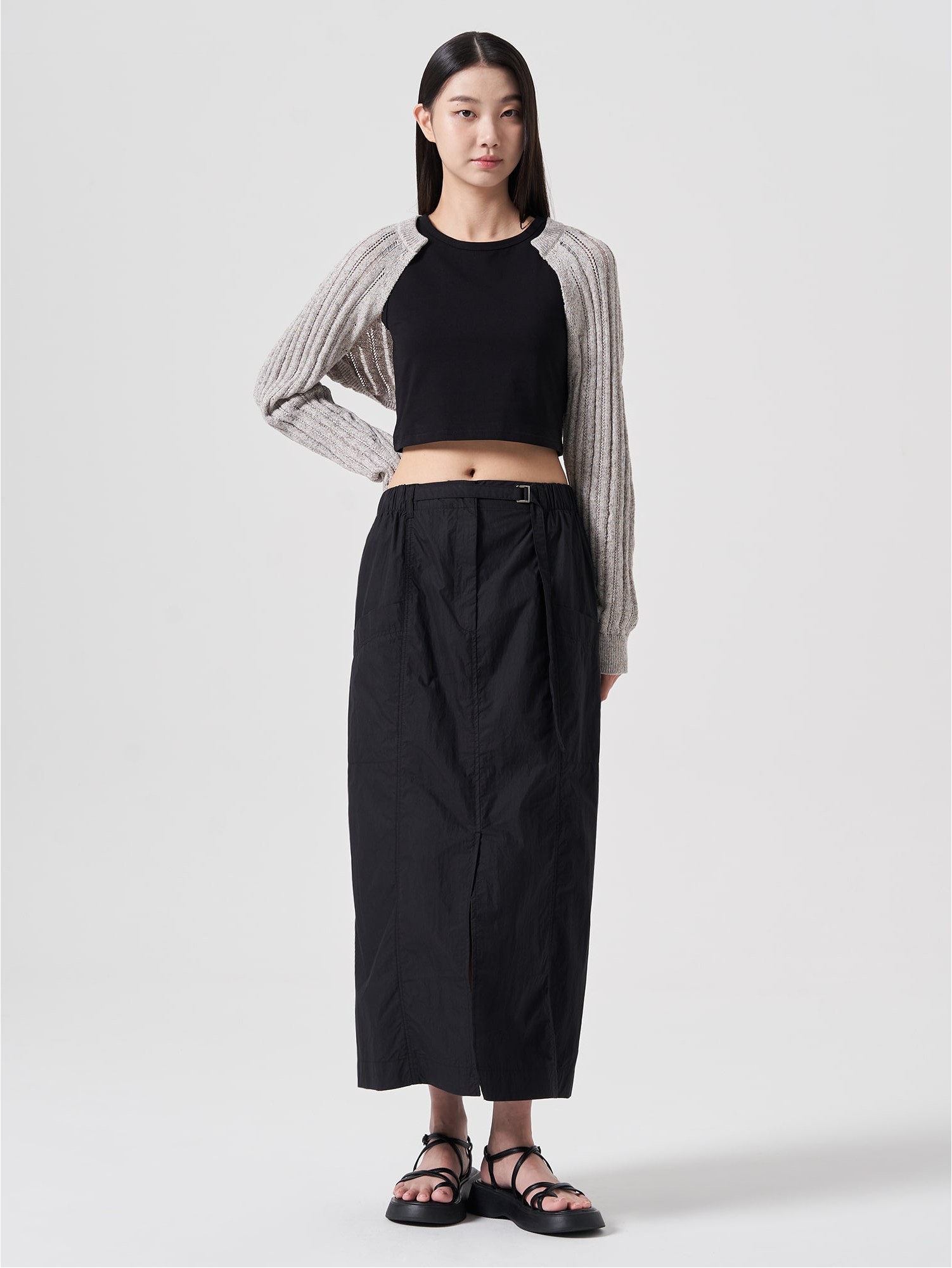 8seconds Cotton Nylon Pocket Long Skirt Black | A-Line for
