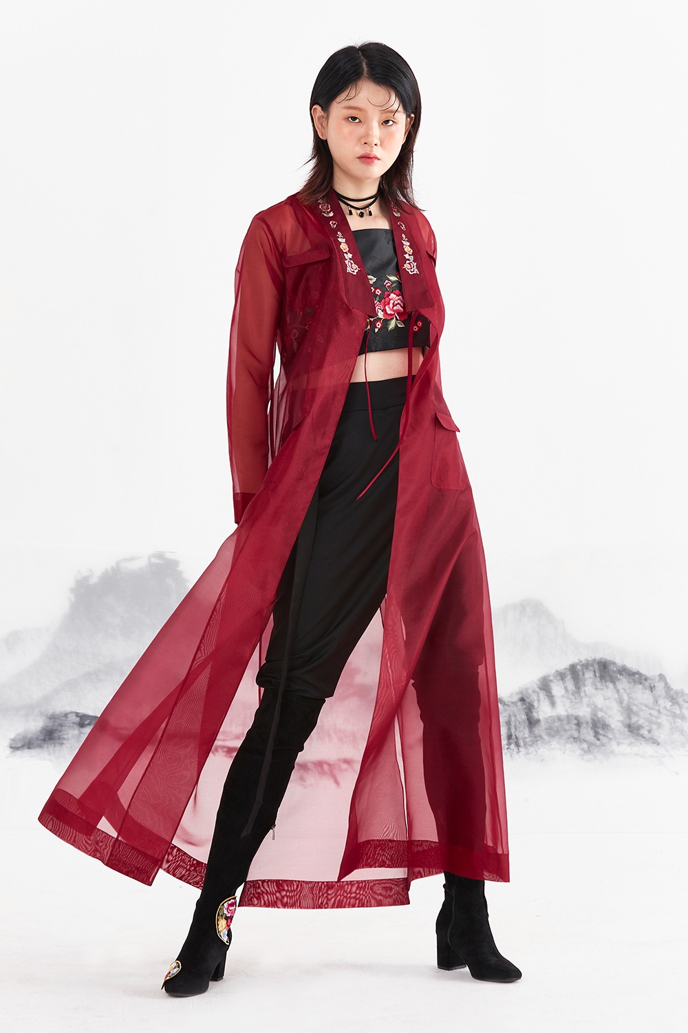 LEESLE Silver Month Maxi See Through Coating Coat | KOODING