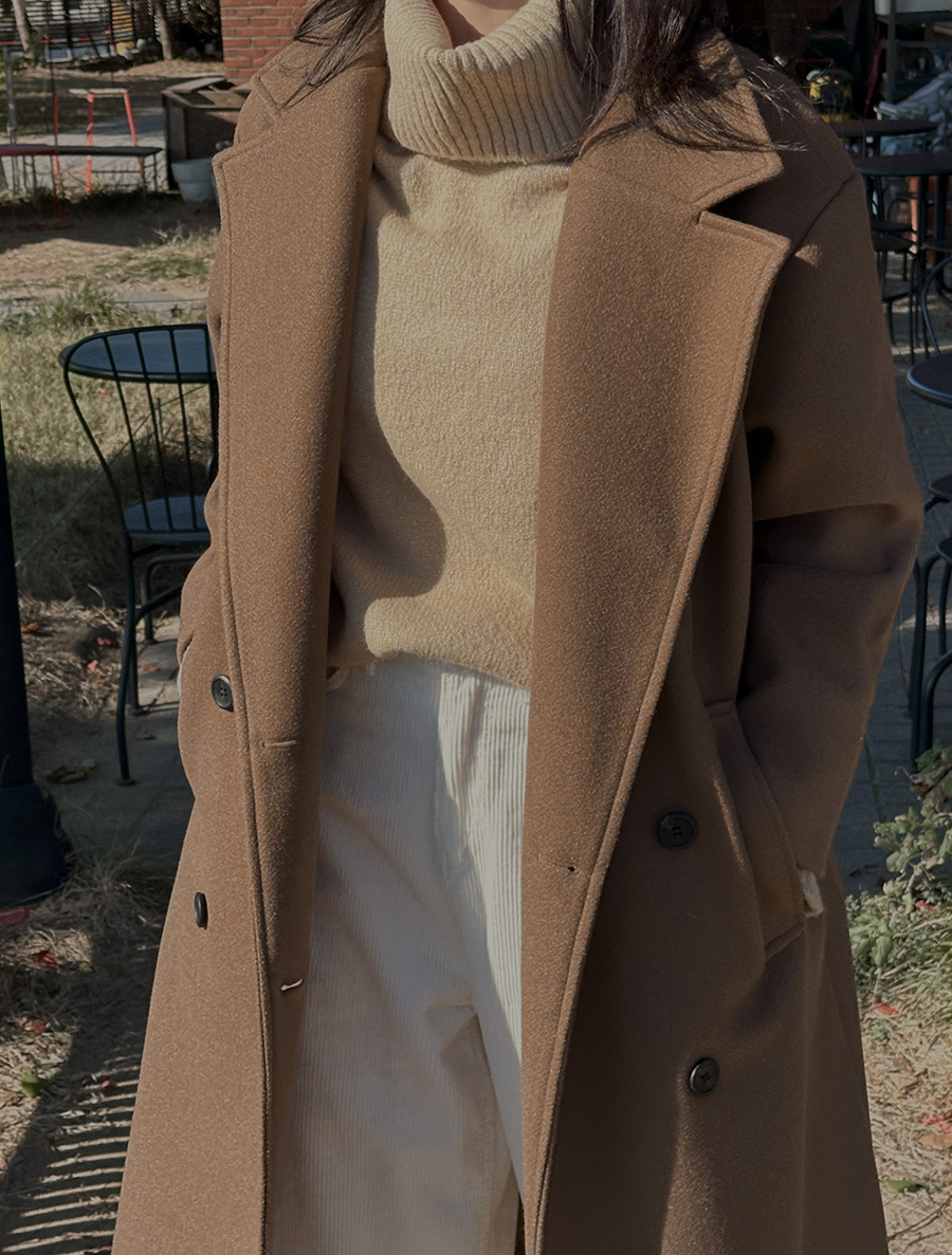 JStyle Ecueen Double Collar Long Coat | KOODING