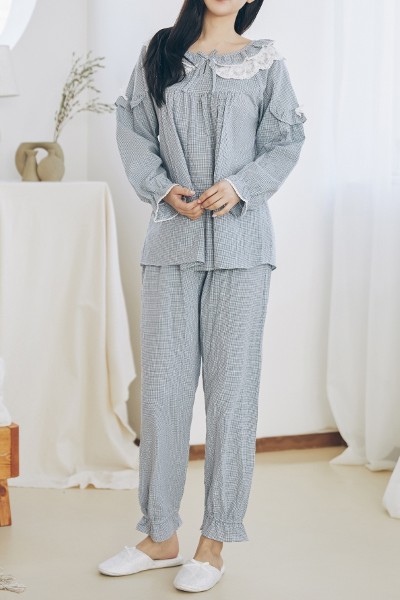 evenie Hey You Tc Dyeing Embo Long Sleeve Set | Pajamas for Women | KOODING