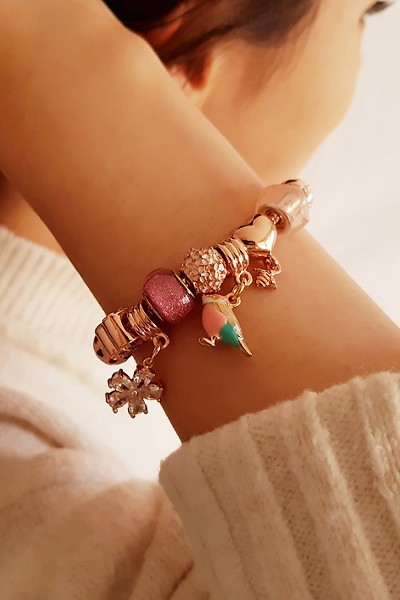 OzOz Pink Happy Pandora Bracelet | Bracelets for Women | KOODING