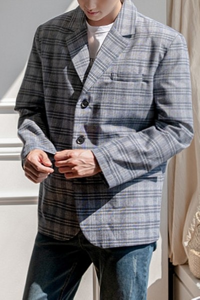 STYLEMAN Linen Over Plaid Jacket | Jackets for Men | KOODING