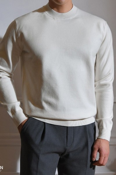 [COVERNAT]★LAMBSWOOL C LOGO CREWNECK KNIT Covernat Unisex Lambs Wool C Logo Crew Neck Knit Blue