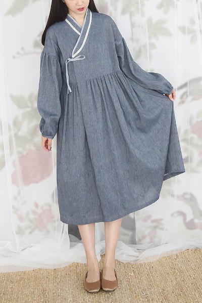 LEESLE Hanbok HY Oversized Dress Blue | Dresses for Women | KOODING