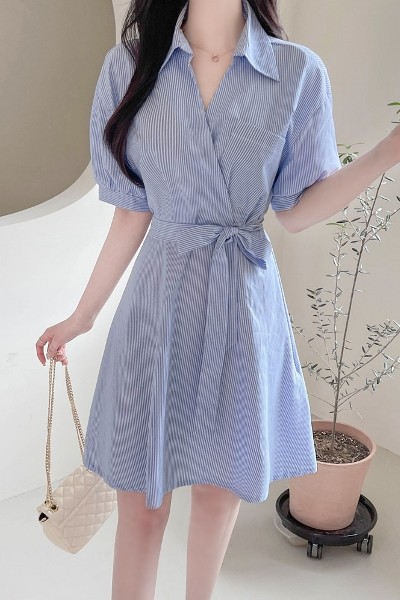 fiona Blooming Striped Wrap Dress | Shirt Dresses for Women | KOODING