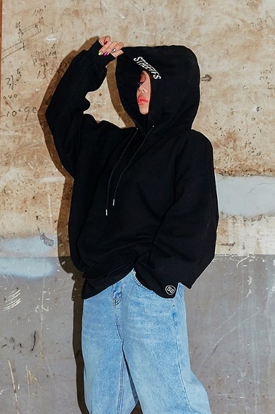 Matin Kim Big Logo Half Zip Sweatshirt In Black
