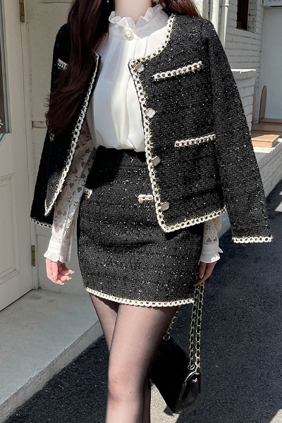 Fiona Shy Tweed Twinkle Jacket Skirt Set