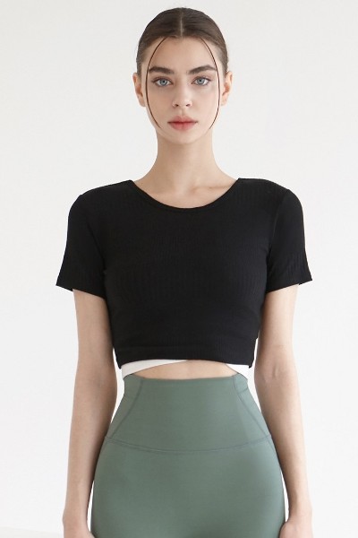 ★ codegraphy★ Women's Crop Pigment Short Sleeve T-Shirt C colorful illusion Women's Short Sleeve Cropped T-Shirt