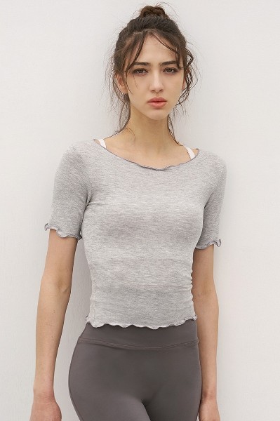 Matin Kim Keyword Lettering Crop Top In Light Grey | Basic