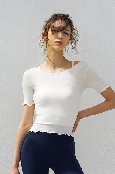 ★Matin Kim★ MATIN HERITAGE CROP TOP IN WHITE MK2400TS006MW Matin Kim Matin Heritage Top In White | Basic Tees for Women