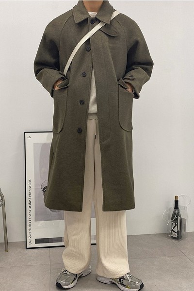 STYLEMAN Stripe Wool Over Coat | Coats for Men | KOODING
