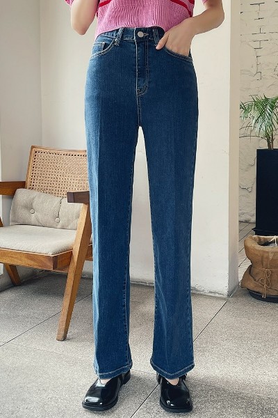 【IONSEOUL】Tami Shirring Buckle Bootcut Denim Pants 5JH034 TWEE Oreo Semi Boot Cut Denim Pants | Bootcut for Women