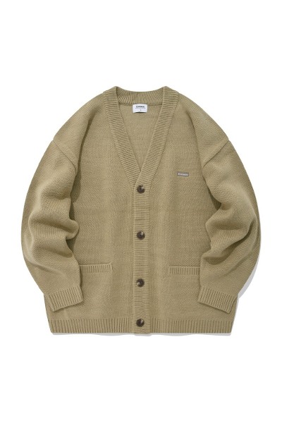 Covernat Unisex C Logo Oversized Sweat Cardigan Oatmeal