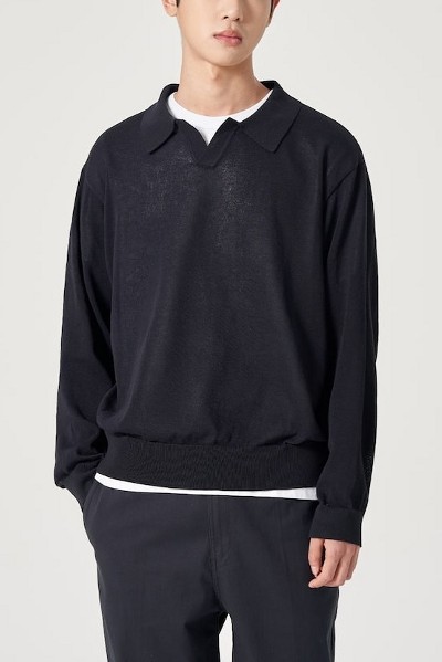 ポロシャツ COVERNAT Cool Cable Collar Half Knit Green Covernat Unisex Cool Cable Collar Half Knit Navy | Collared