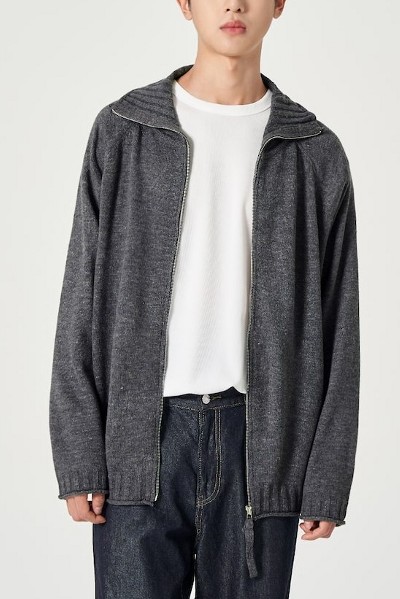 【COVERNAT】 C logo stonewashed round cardigan★男女兼用 Covernat Unisex C Logo Oversized Sweat Cardigan Oatmeal