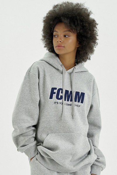 FCMM Unisex Skate Oblique Logo Hoodie Melange Gray 