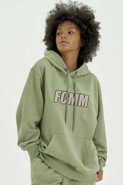 Covernat Unisex Semi Crop Raglan Hoodie Green | Sweatshirts
