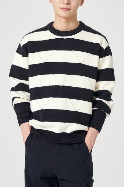 Covernat Unisex Lambs Wool C Logo Crew Neck Knit Blue