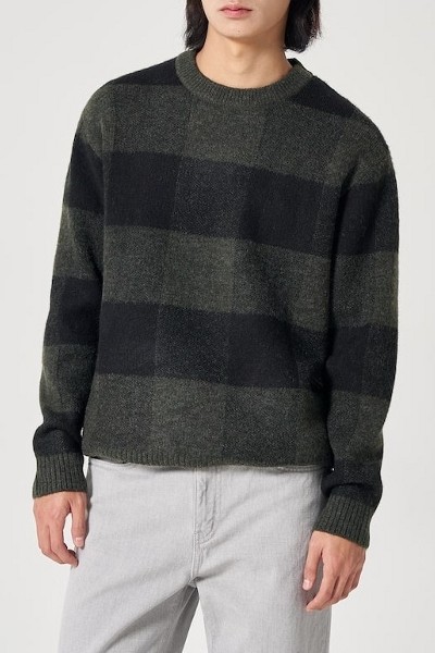 Covernat Unisex Lambs Wool Arch Logo Crew Neck Knit Green