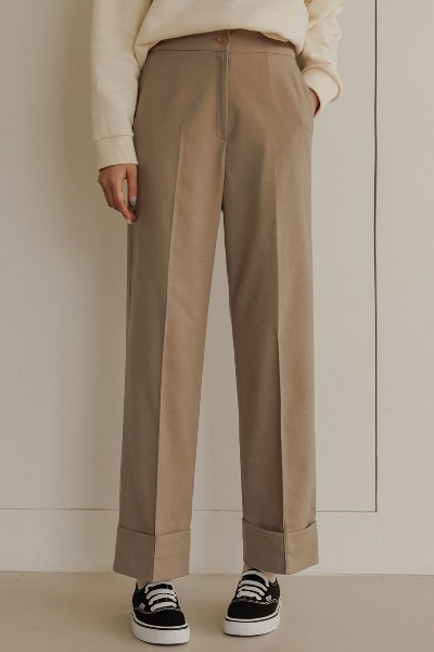 【2plan】Soft Semi-Wide Slacks 8seconds Basic Semi Wide Fit Slacks Black | Dress Pants for