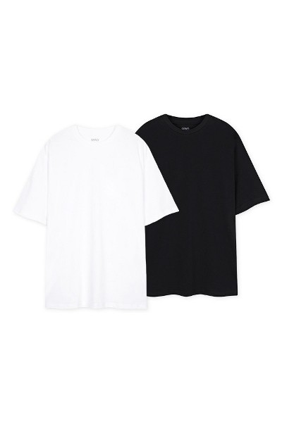 SPAO Unisex Cool Cotton Oversized Short Sleeve Tee Shirt (2pack)