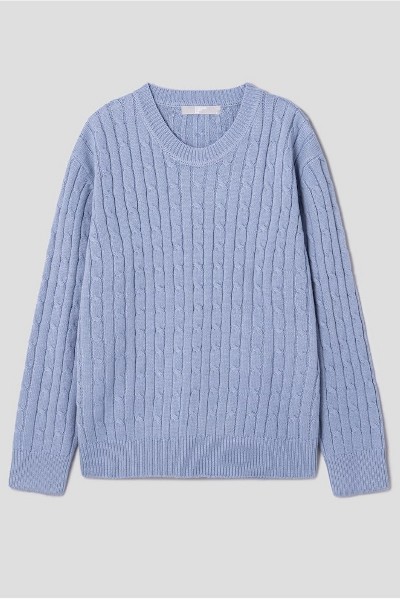 Covernat Unisex Lambs Wool C Logo Crew Neck Knit Blue
