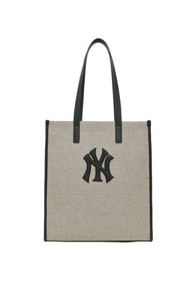 MLB Basic Big Logo Canvas Small Tote Bag NY Yankees Black, Totes for Women