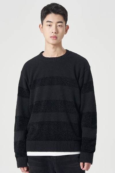 Covernat Unisex Lambs Wool Heavy Guage Crew Neck Knit Black