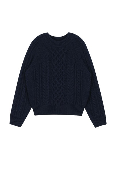 Matin Kim Braid Texture Knit Pullover In Black | Crewneck