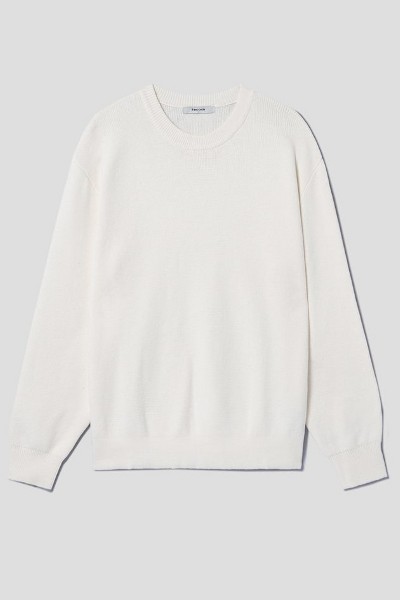 Covernat Unisex Lambs Wool Arch Logo Crew Neck Knit Ivory