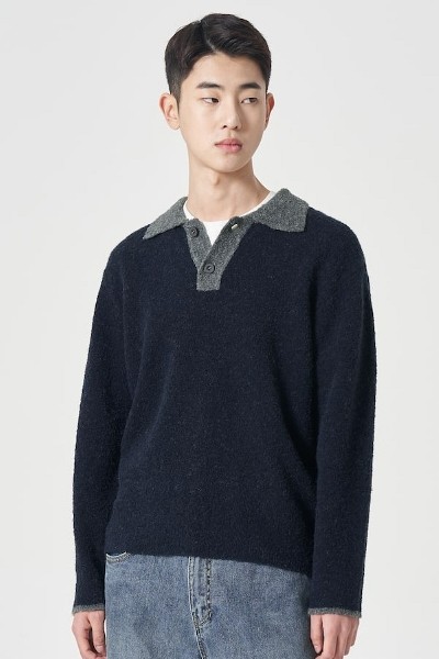 [COVERNAT]★KNIT COLLAR SWEATSHIRT Covernat Unisex Knit Collar Sweatshirt Ecru | Collared for