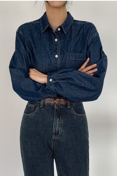 トップス MLB Korea Denim Shirts NEW YORK YANKEES MLB Unisex Basic Mega Logo Short Sleeve Denim Shirt NY