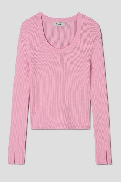 Matin Kim Matin Small Line Logo Stitch Crop Top In Pink