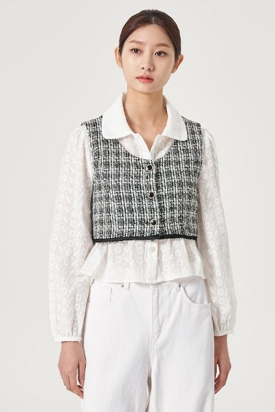 【美品】Na.e ナエ　Novel Tweed Vest_black 美品】Na.e ナエ Novel Tweed Vest_black（na.e Novel Tweed