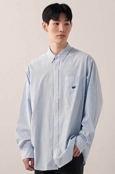 [PERSTEP]★韓国人気★SEERSUCKER LOOSE FIT CHECK HALF SHIRT Relaxed seersucker half shirt light pink - 캐피디자인