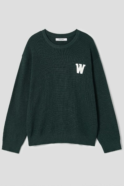 Covernat Unisex Lambs Wool Arch Logo Crew Neck Knit Ivory